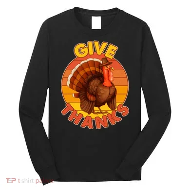 Thanksgiving Give Thanks Emblem Long Sleeve Shirt