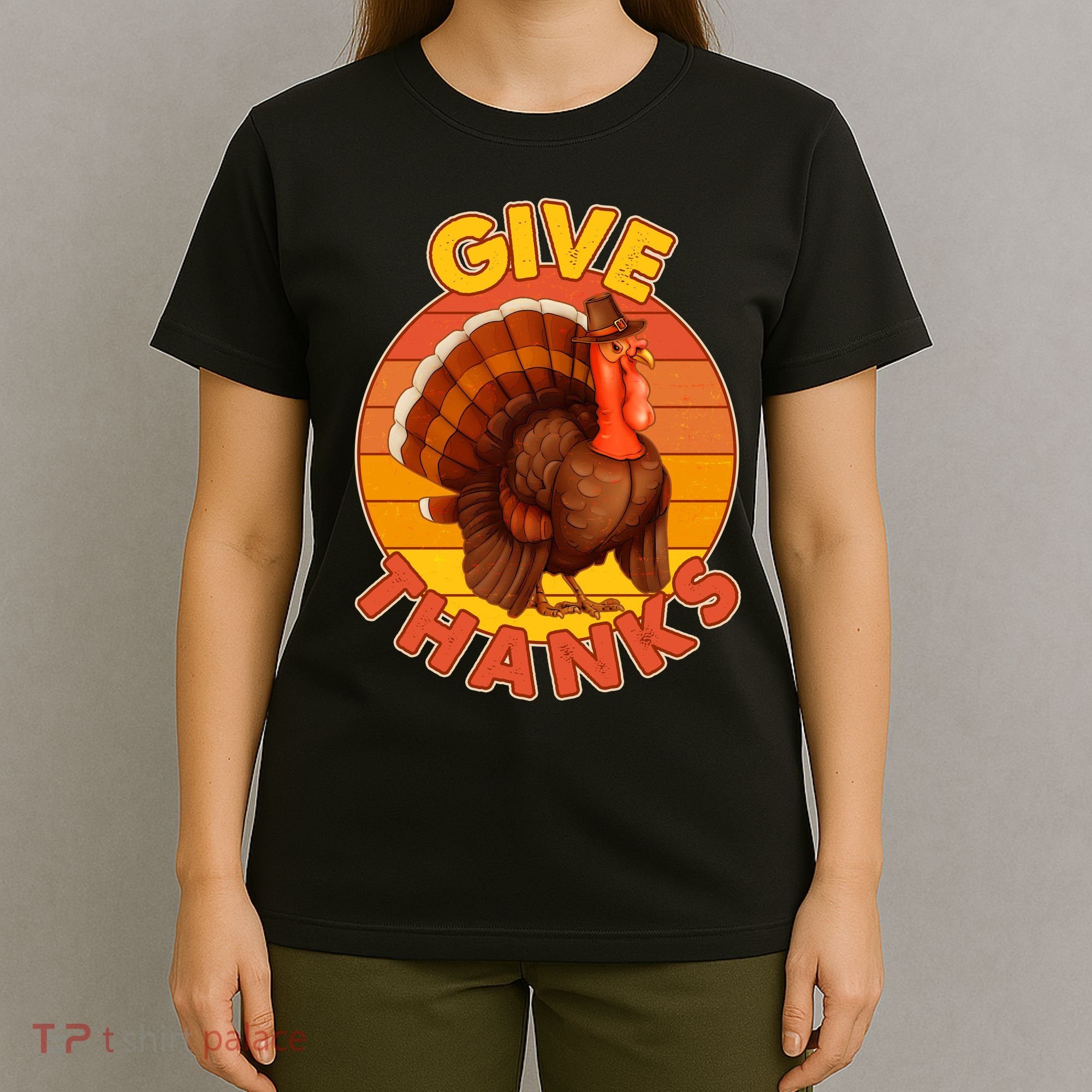 Thanksgiving Give Thanks Emblem T-Shirt