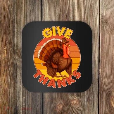 Thanksgiving Give Thanks Emblem Coaster