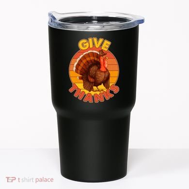 Thanksgiving Give Thanks Emblem Tumbler