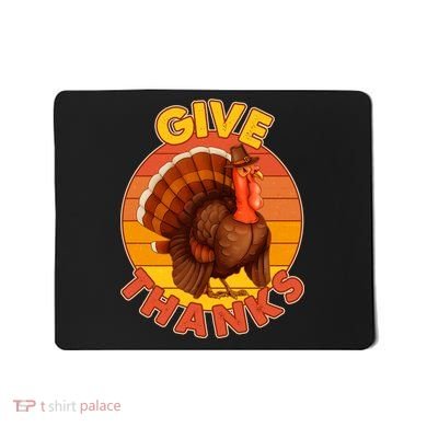Thanksgiving Give Thanks Emblem Mousepad
