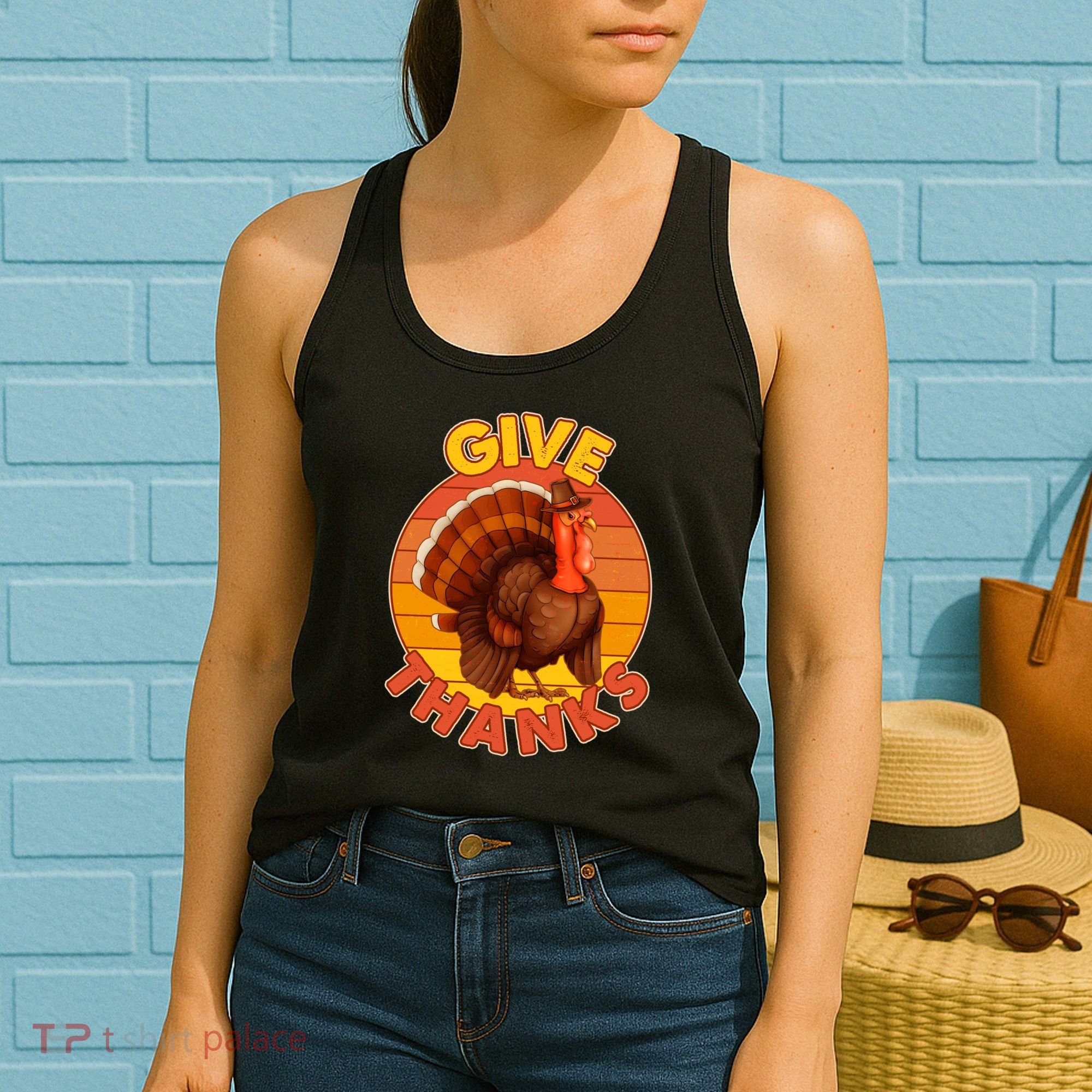 Thanksgiving Give Thanks Emblem Women's Tank Top