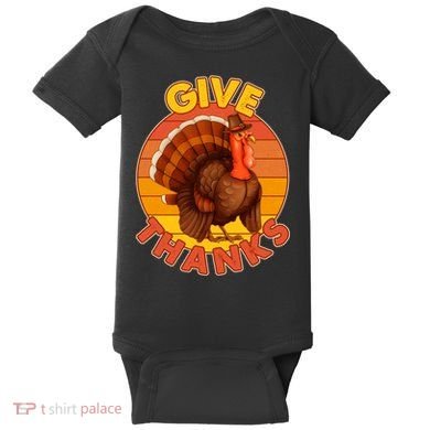 Thanksgiving Give Thanks Emblem Baby Bodysuit