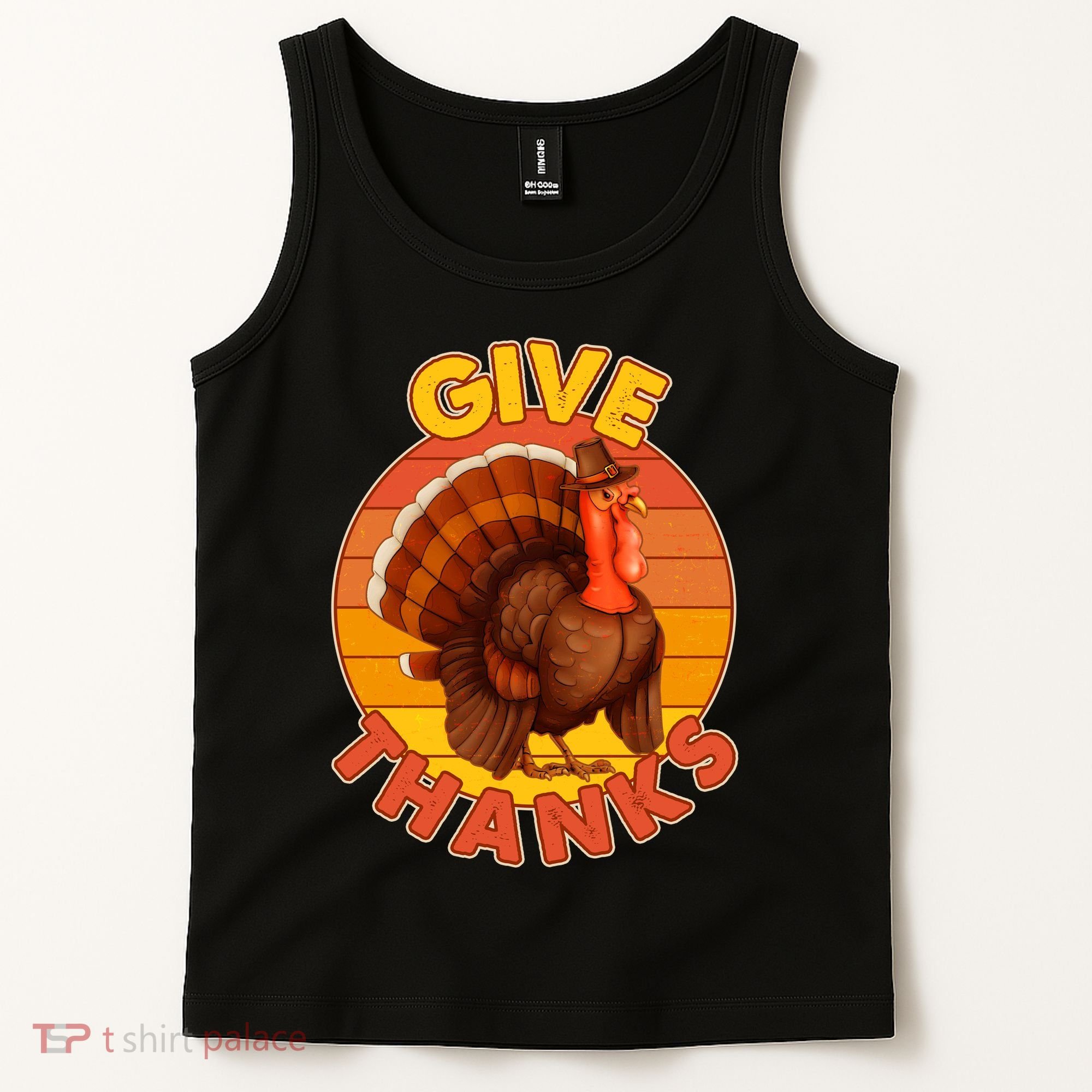 Thanksgiving Give Thanks Emblem Tank Top