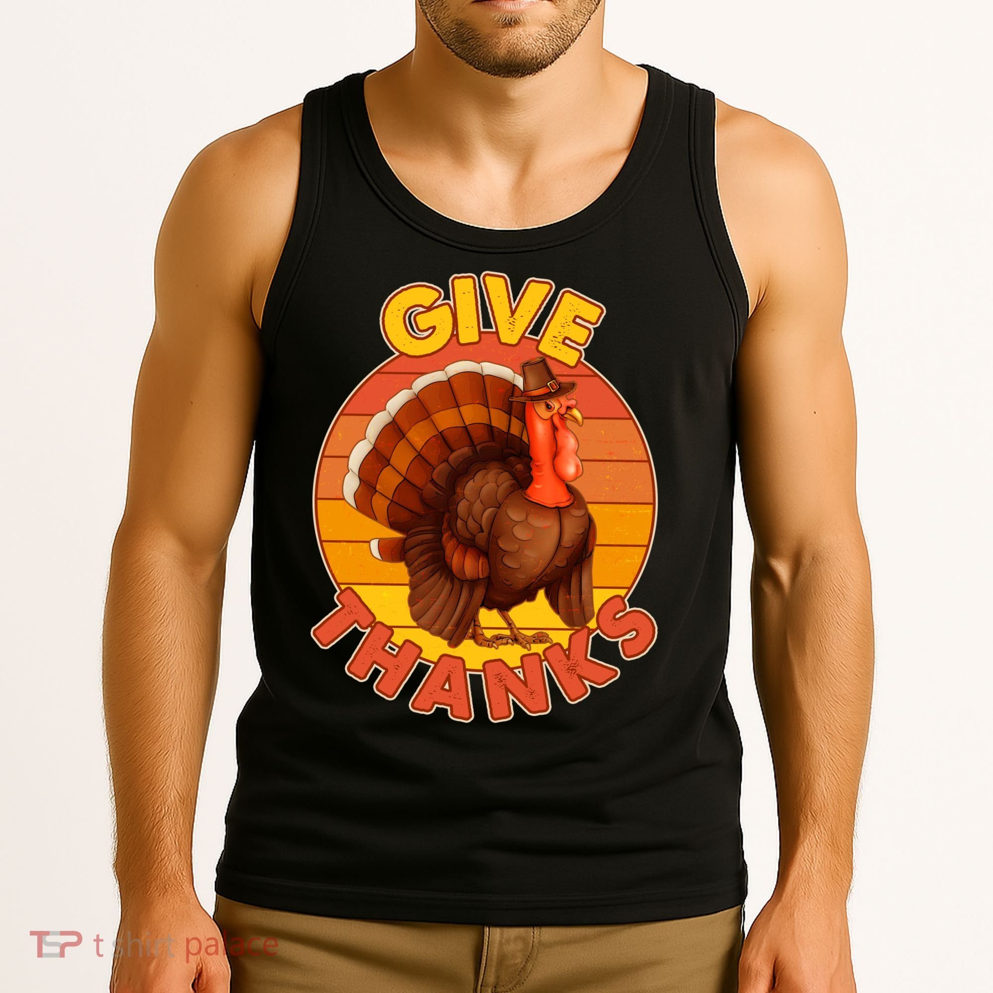 Thanksgiving Give Thanks Emblem Tank Top