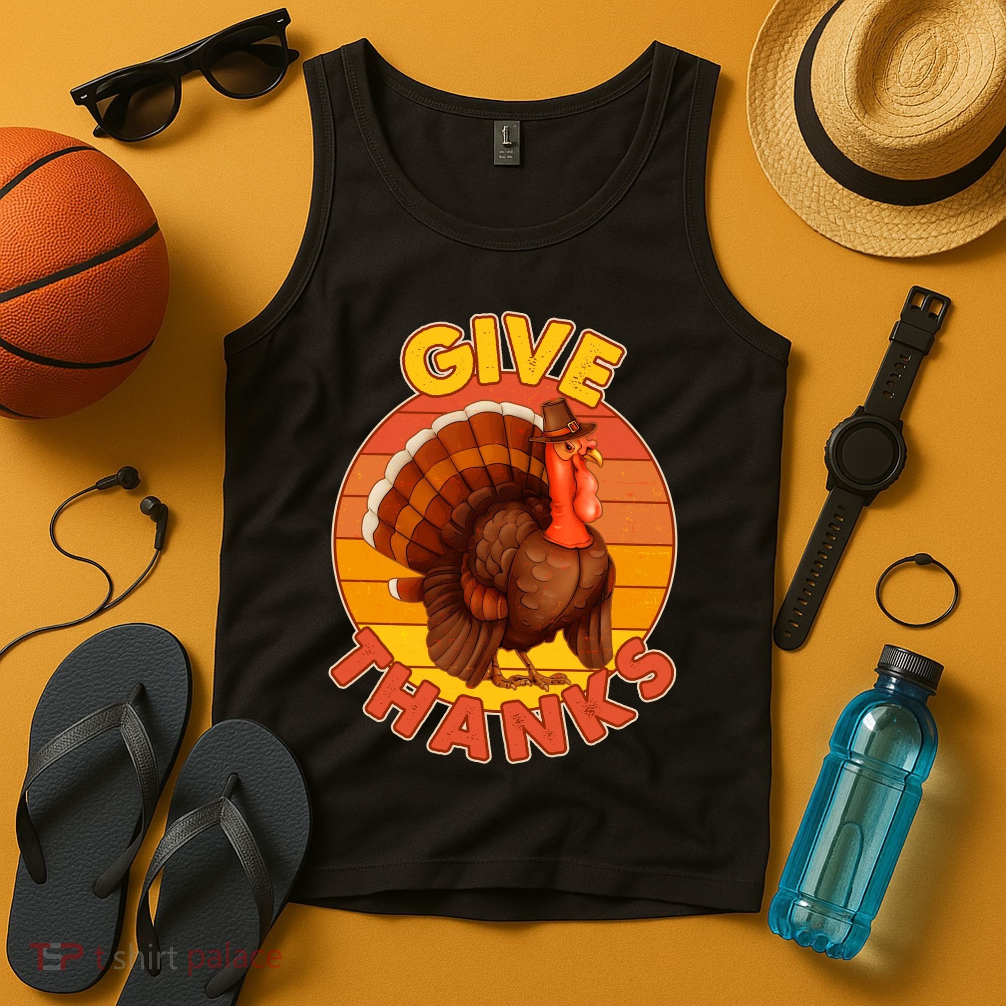 Thanksgiving Give Thanks Emblem Tank Top