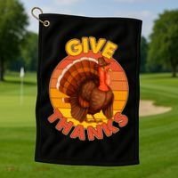 Thanksgiving Give Thanks Emblem Golf Towel thumb 1
