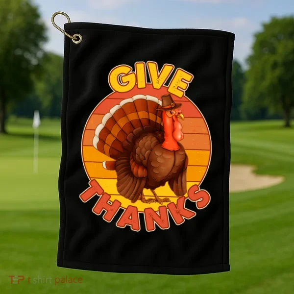 Thanksgiving Give Thanks Emblem Golf Towel