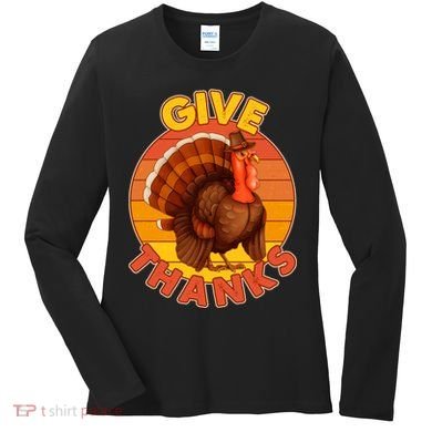 Thanksgiving Give Thanks Emblem Women's Long Sleeve Shirt
