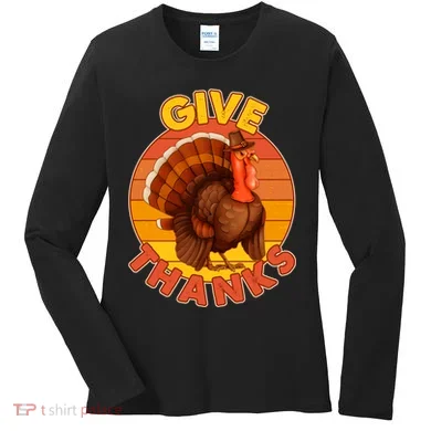 Thanksgiving Give Thanks Emblem Women's Long Sleeve Shirt