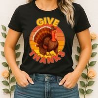 Thanksgiving Give Thanks Emblem Women's T-Shirt thumb 2