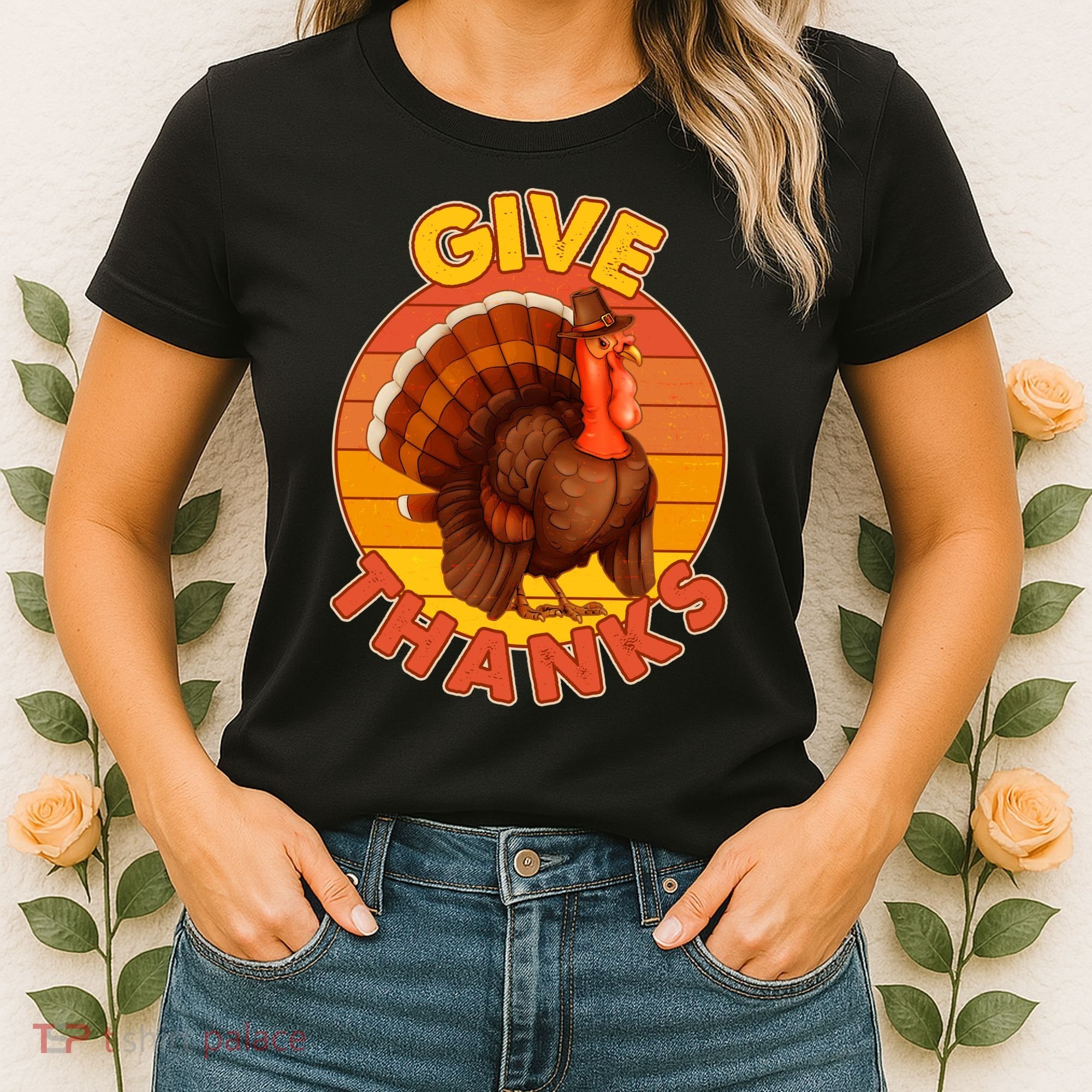 Thanksgiving Give Thanks Emblem Women's T-Shirt