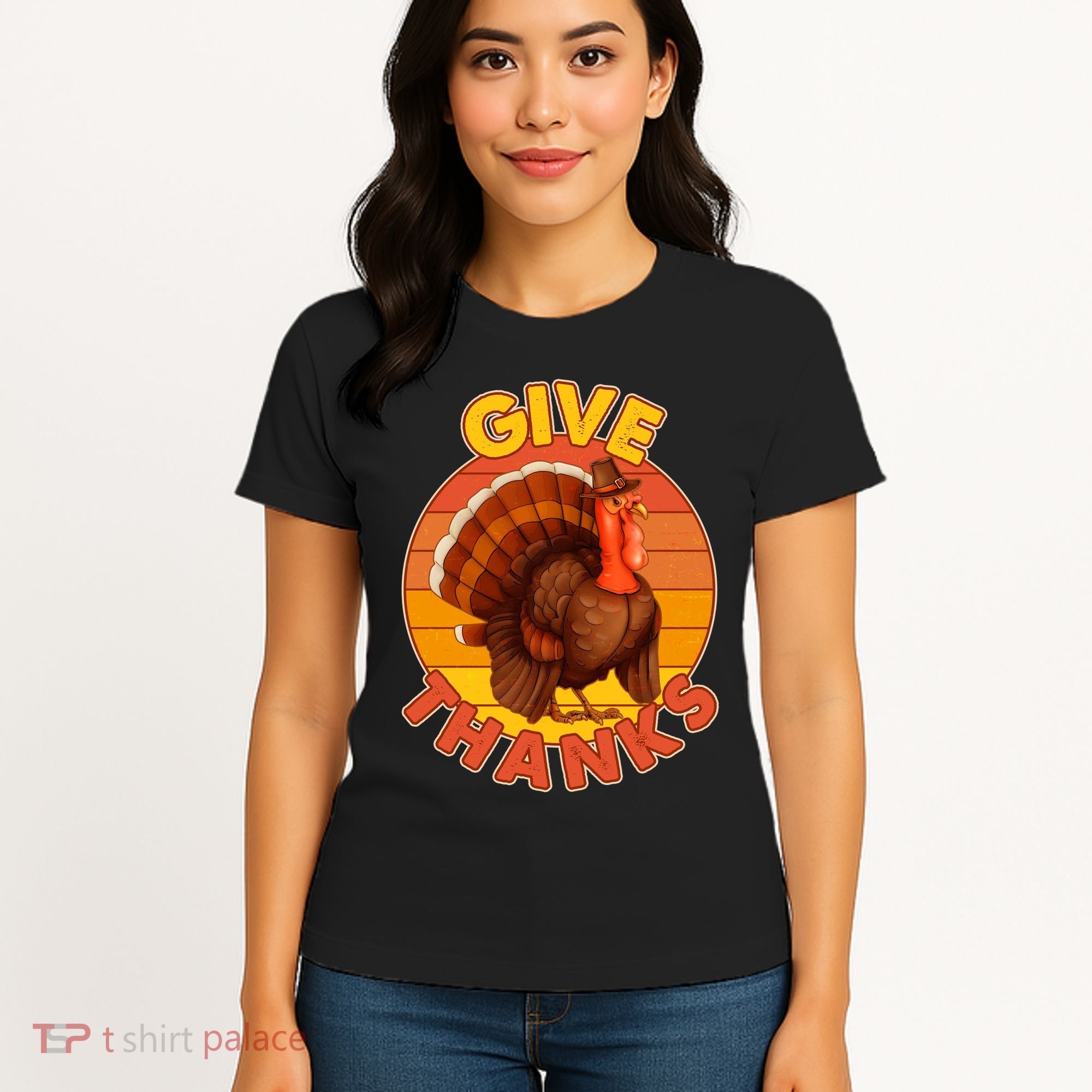 Thanksgiving Give Thanks Emblem Women's T-Shirt