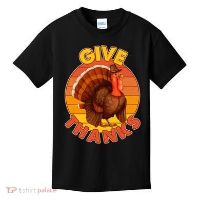 Thanksgiving Give Thanks Emblem Kids T-Shirt
