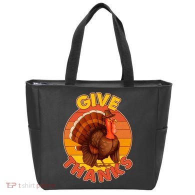 Thanksgiving Give Thanks Emblem Tote Bag