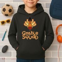 Thanksgiving Gobble Squad Kids Hoodie thumb 2