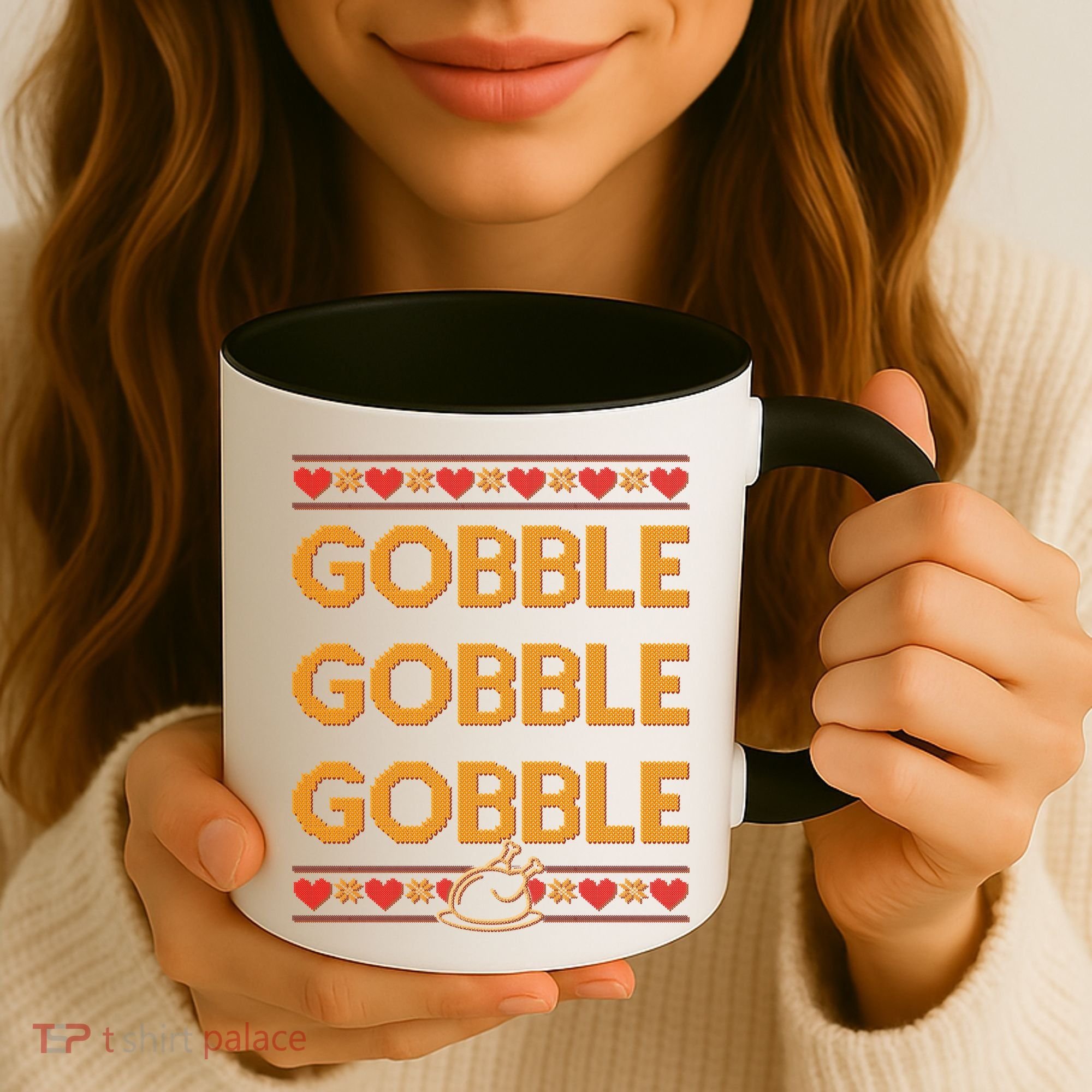 Thanksgiving Gobble X3 Ugly Sweater Coffee Mug