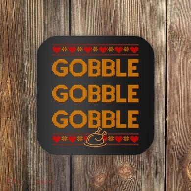 Thanksgiving Gobble X3 Ugly Sweater Coaster