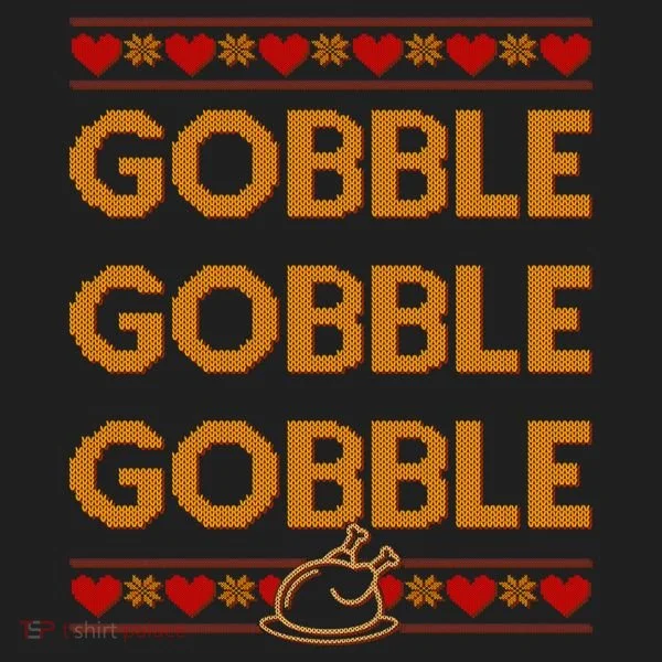 Thanksgiving Gobble X3 Ugly Sweater Golf Towel