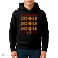 Thanksgiving Gobble X3 Ugly Sweater Kids Hoodie thumb 4