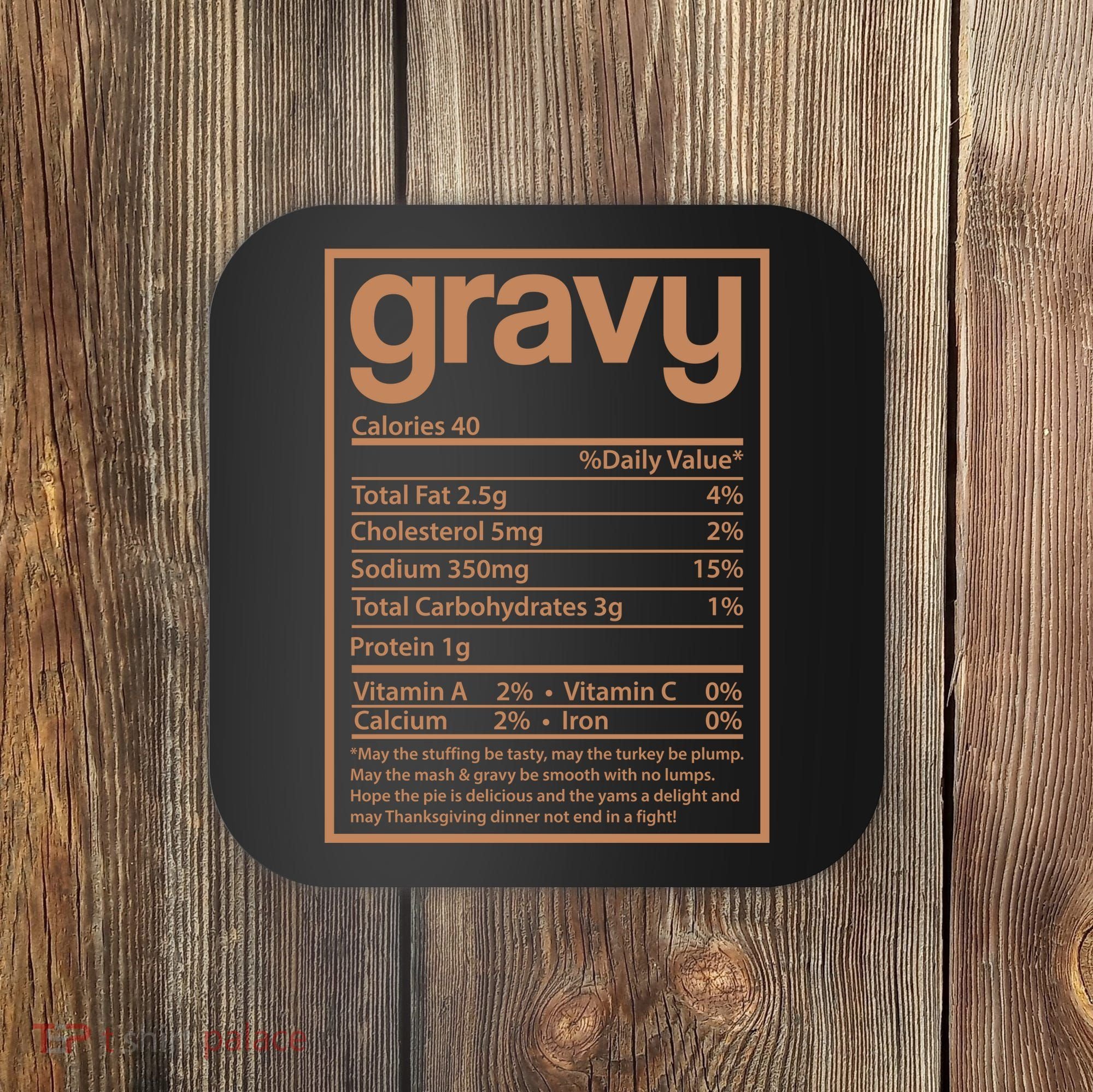 Thanksgiving Gravy Nutrition Facts Coaster