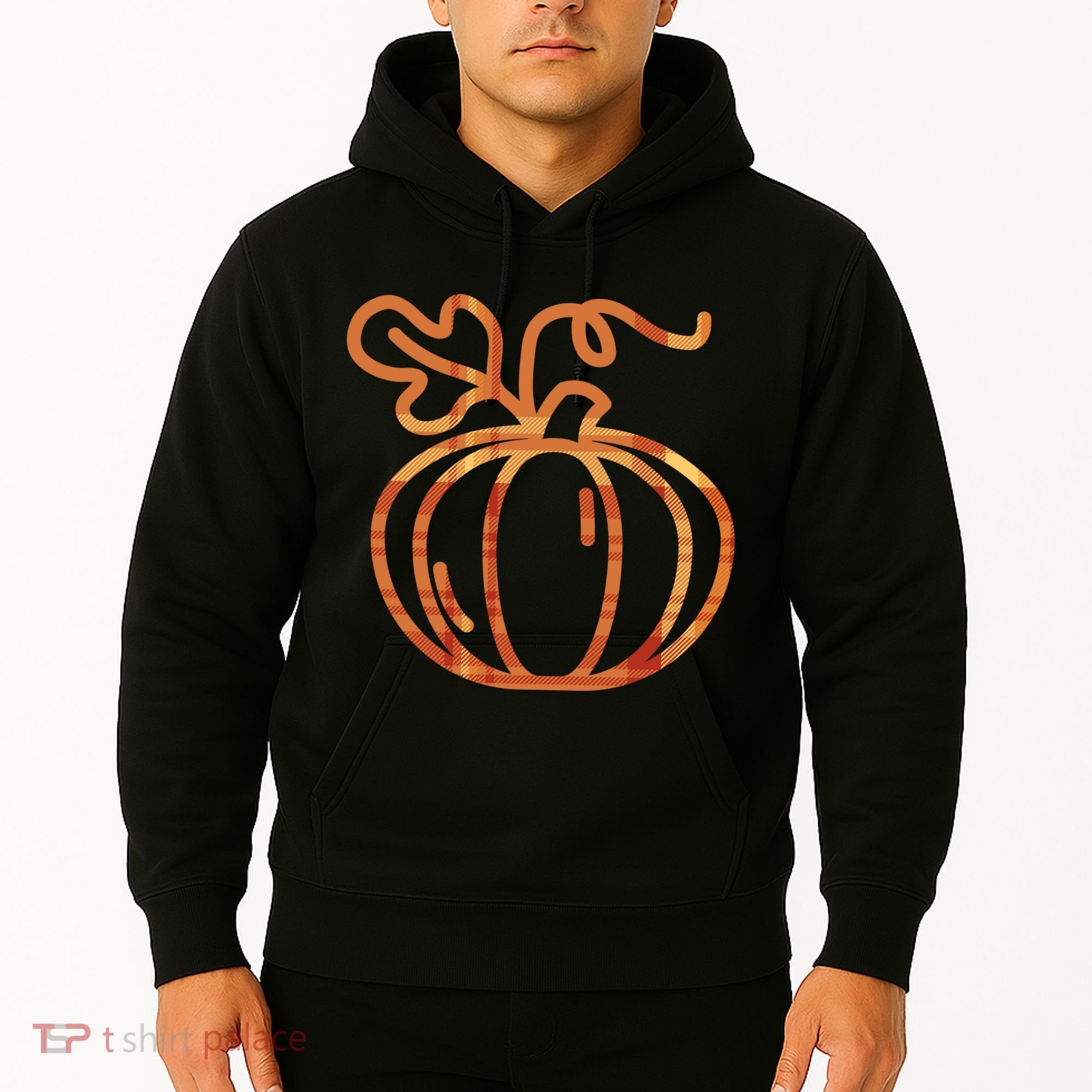 Thanksgiving Halloween Pumpkin Fall Autumn Plaid Hoodie