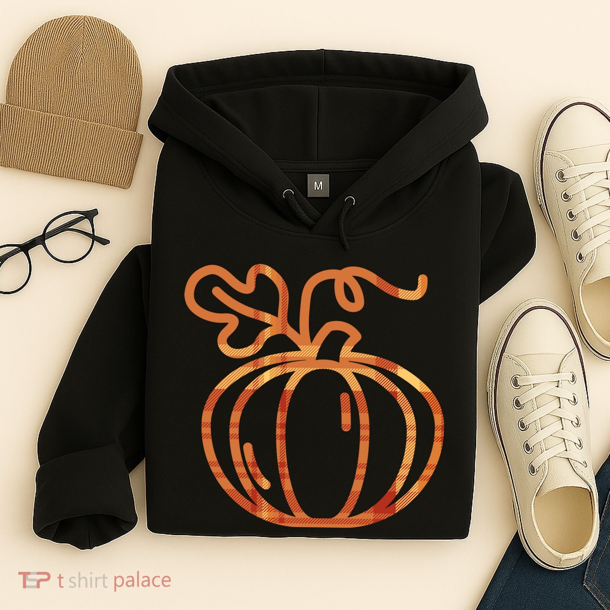 Thanksgiving Halloween Pumpkin Fall Autumn Plaid Hoodie