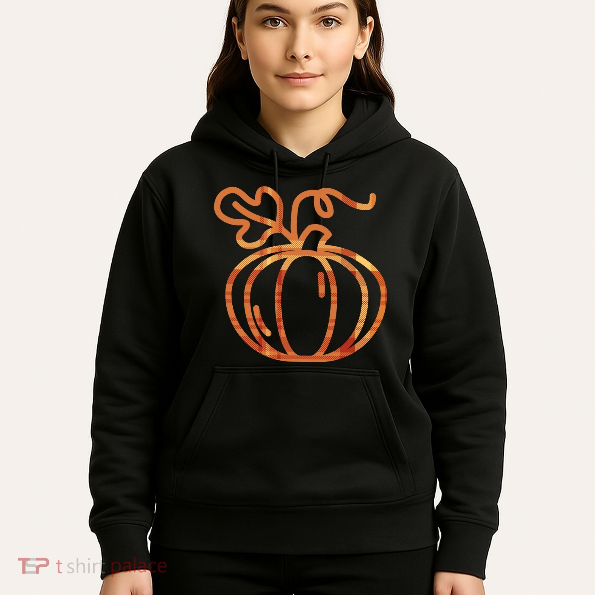 Thanksgiving Halloween Pumpkin Fall Autumn Plaid Hoodie