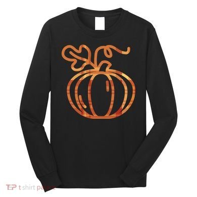 Thanksgiving Halloween Pumpkin Fall Autumn Plaid Long Sleeve Shirt