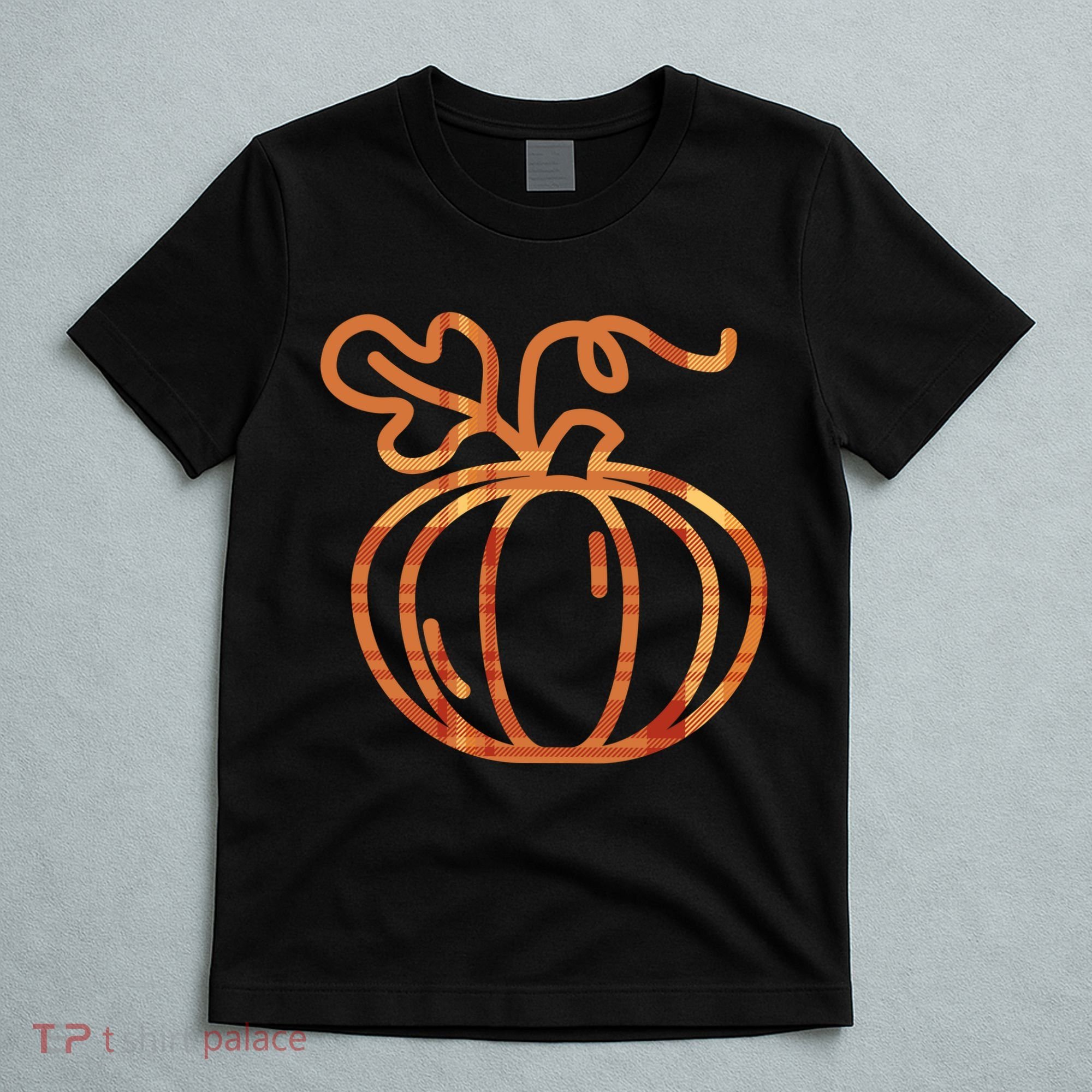 Thanksgiving Halloween Pumpkin Fall Autumn Plaid T-Shirt