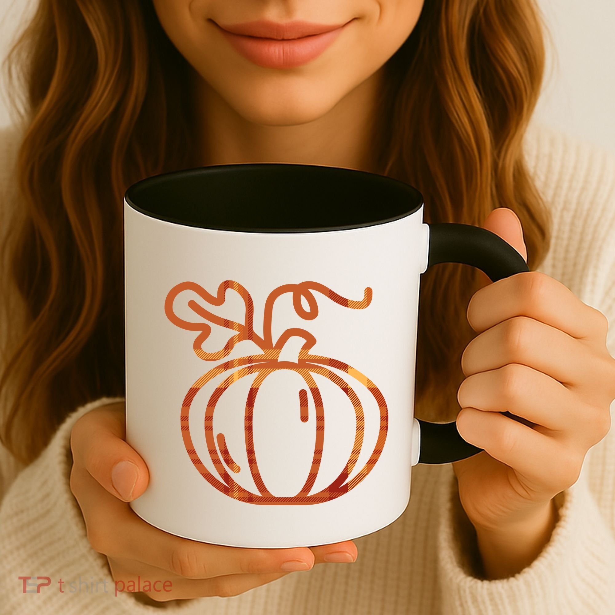Thanksgiving Halloween Pumpkin Fall Autumn Plaid Coffee Mug