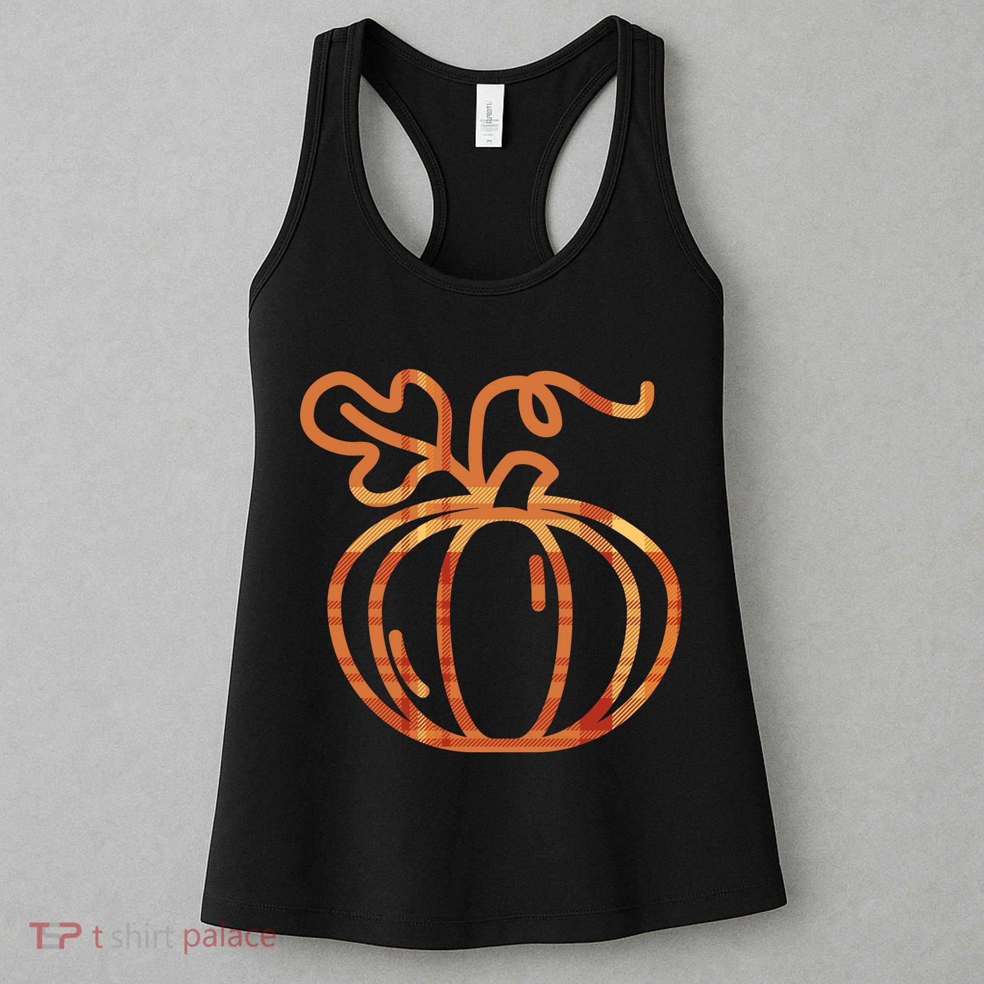 Thanksgiving Halloween Pumpkin Fall Autumn Plaid Women's Tank Top