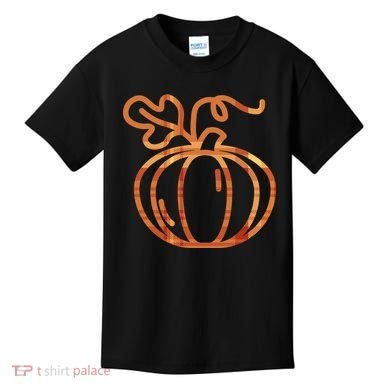 Thanksgiving Halloween Pumpkin Fall Autumn Plaid Kids T-Shirt