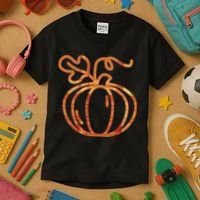 Thanksgiving Halloween Pumpkin Fall Autumn Plaid Kids T-Shirt thumb 3
