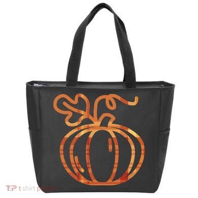 Thanksgiving Halloween Pumpkin Fall Autumn Plaid Tote Bag