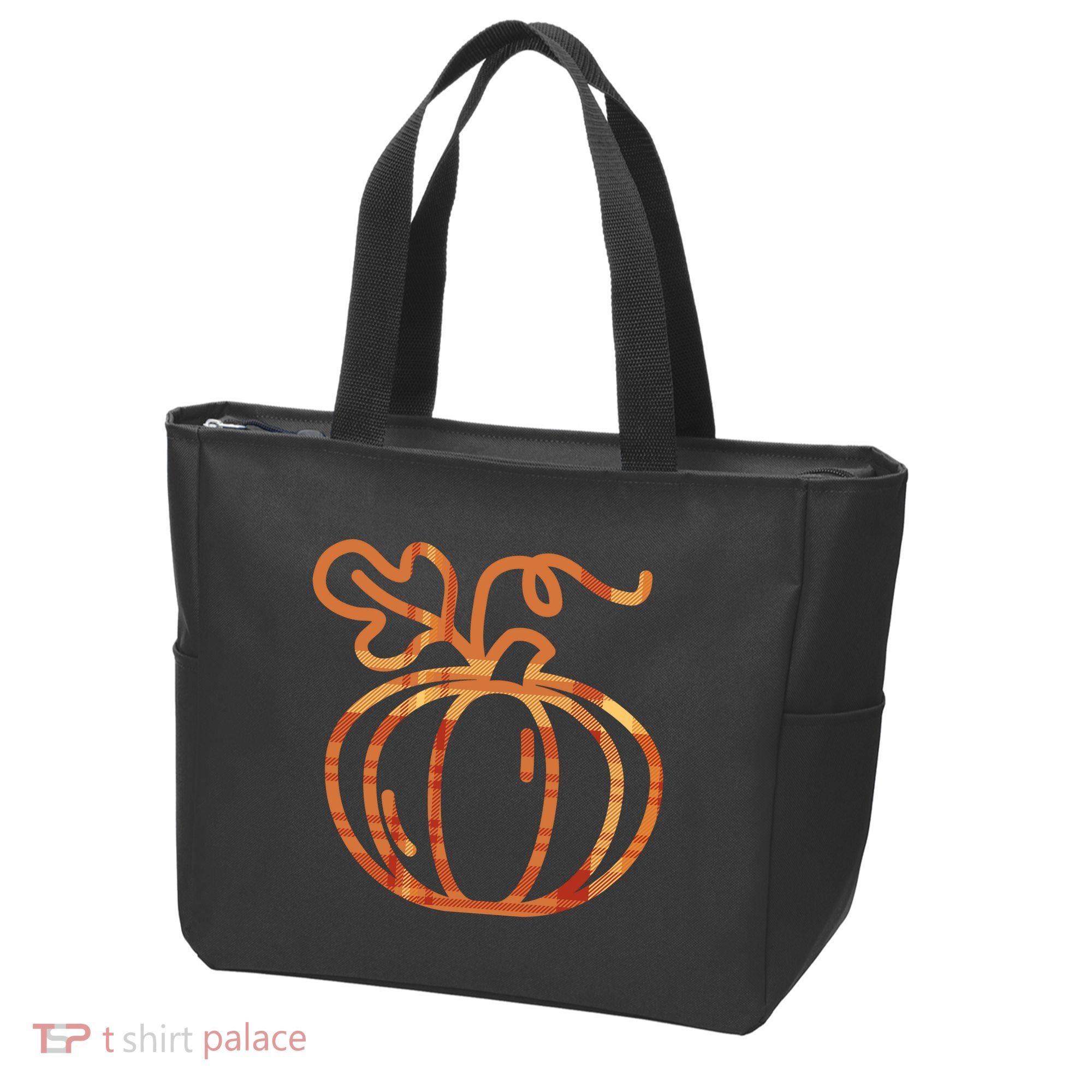 Thanksgiving Halloween Pumpkin Fall Autumn Plaid Tote Bag