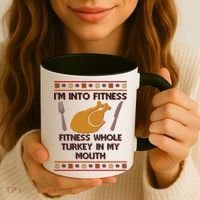 Thanksgiving I'm Into Fitness Ugly Sweater Coffee Mug thumb 3