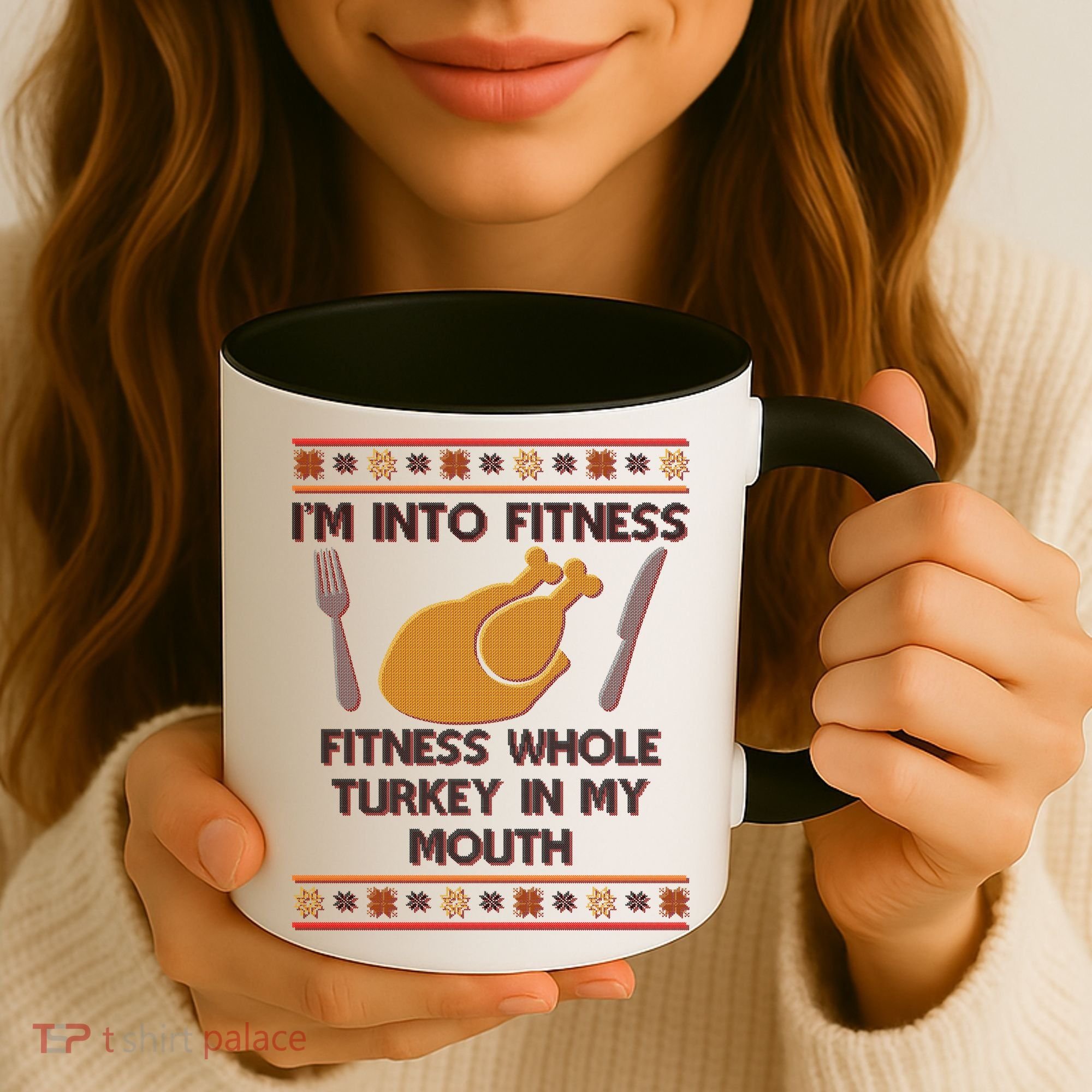 Thanksgiving I'm Into Fitness Ugly Sweater Coffee Mug