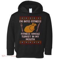 Thanksgiving I'm Into Fitness Ugly Sweater Toddler Hoodie thumb 0