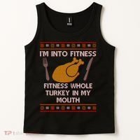 Thanksgiving I'm Into Fitness Ugly Sweater Tank Top thumb 2