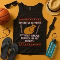Thanksgiving I'm Into Fitness Ugly Sweater Tank Top thumb 4