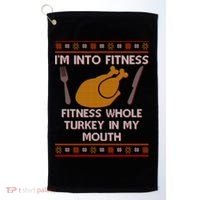 Thanksgiving I'm Into Fitness Ugly Sweater Golf Towel thumb 0