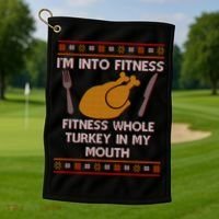 Thanksgiving I'm Into Fitness Ugly Sweater Golf Towel thumb 1