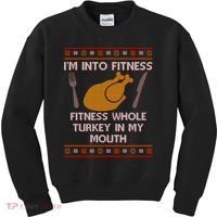 Thanksgiving I'm Into Fitness Ugly Sweater Kids Sweatshirt thumb 0