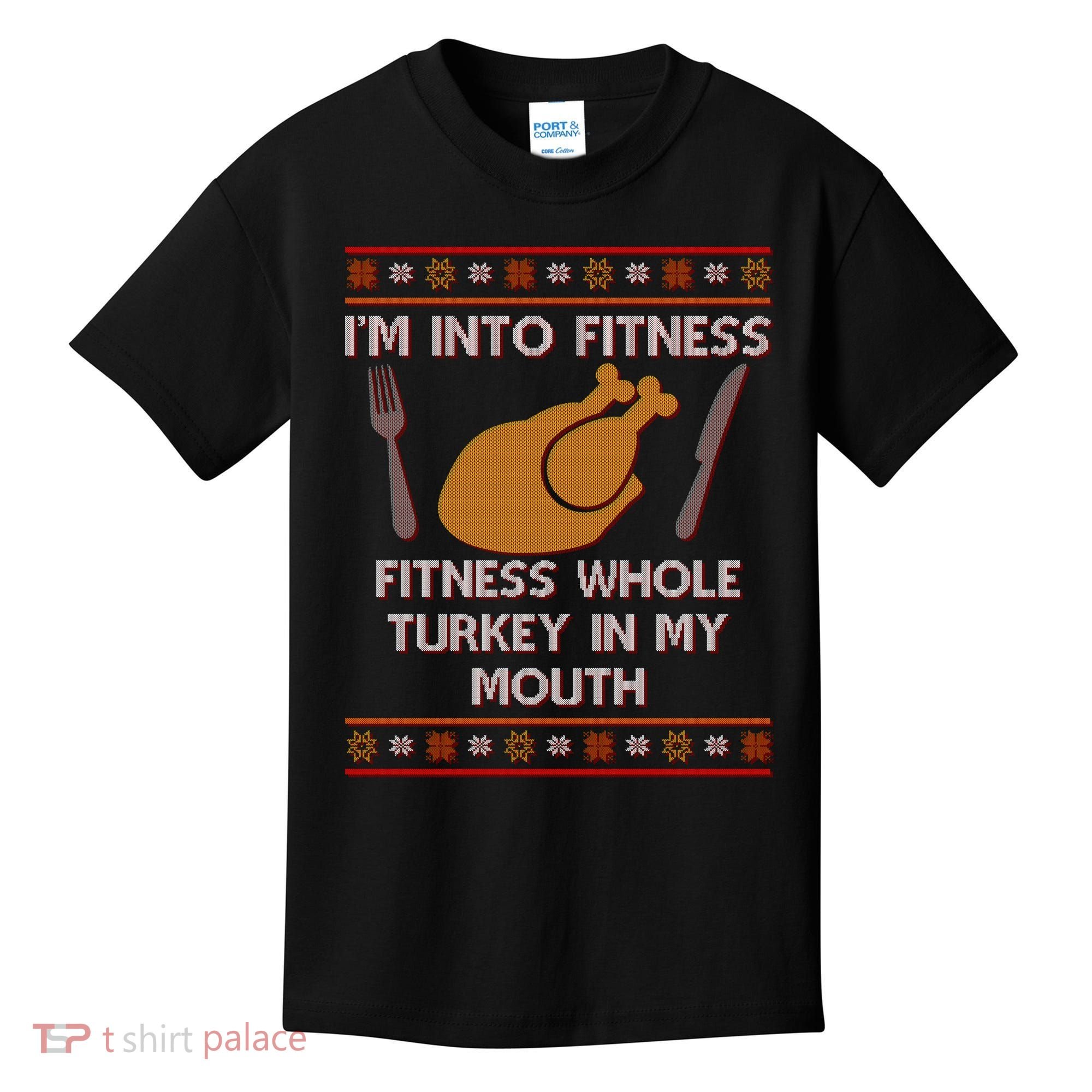 Thanksgiving I'm Into Fitness Ugly Sweater Kids T-Shirt
