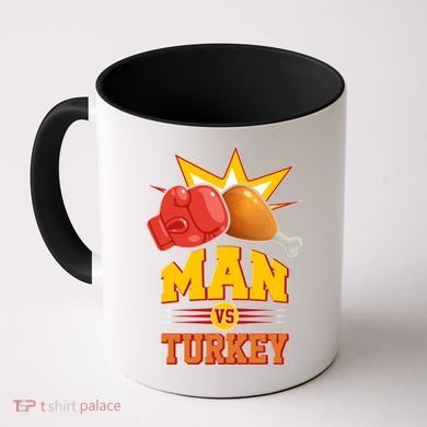 Thanksgiving Man Vs Turkey Fight Coffee Mug