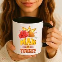 Thanksgiving Man Vs Turkey Fight Coffee Mug thumb 3