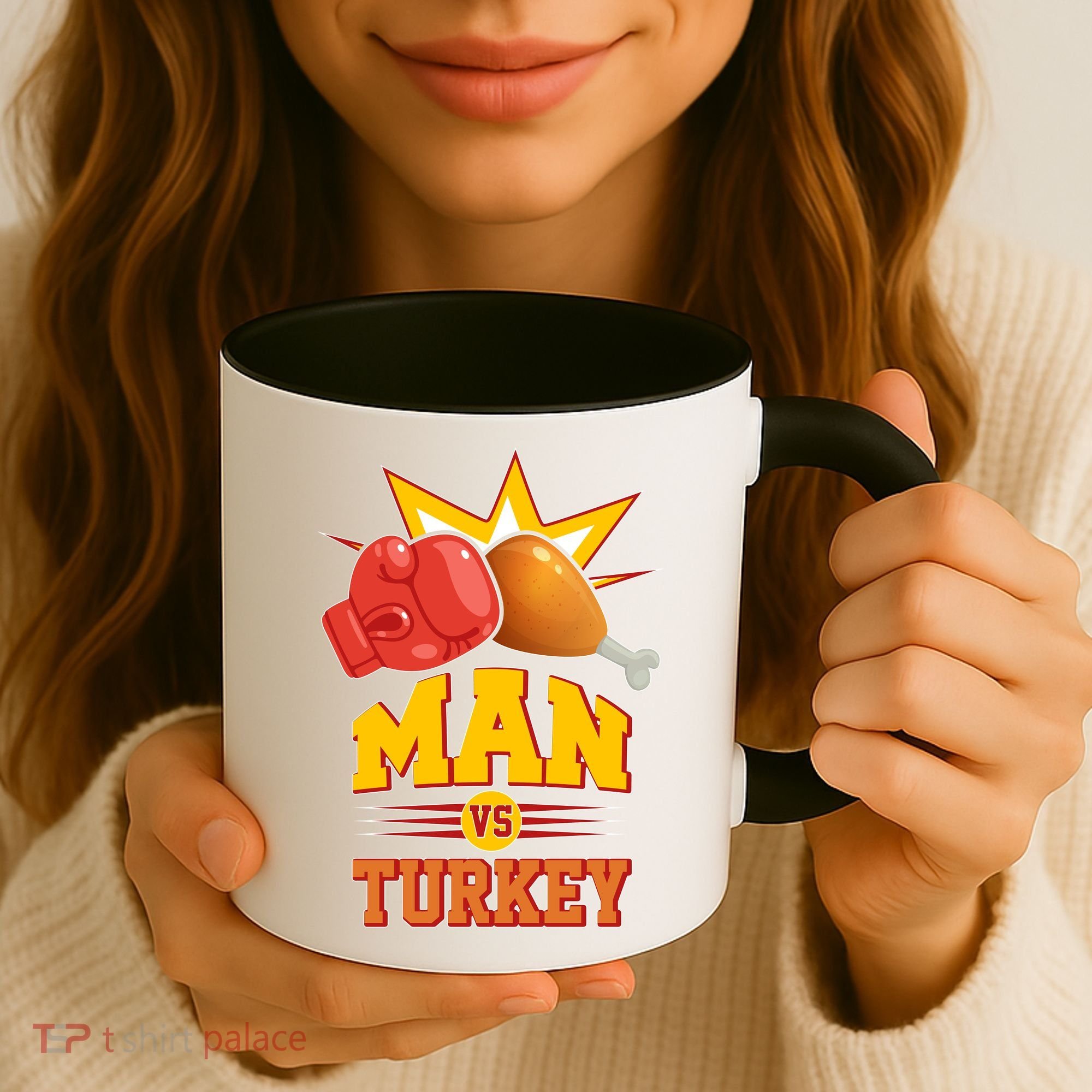 Thanksgiving Man Vs Turkey Fight Coffee Mug