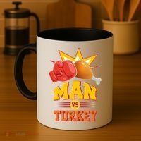 Thanksgiving Man Vs Turkey Fight Coffee Mug thumb 4