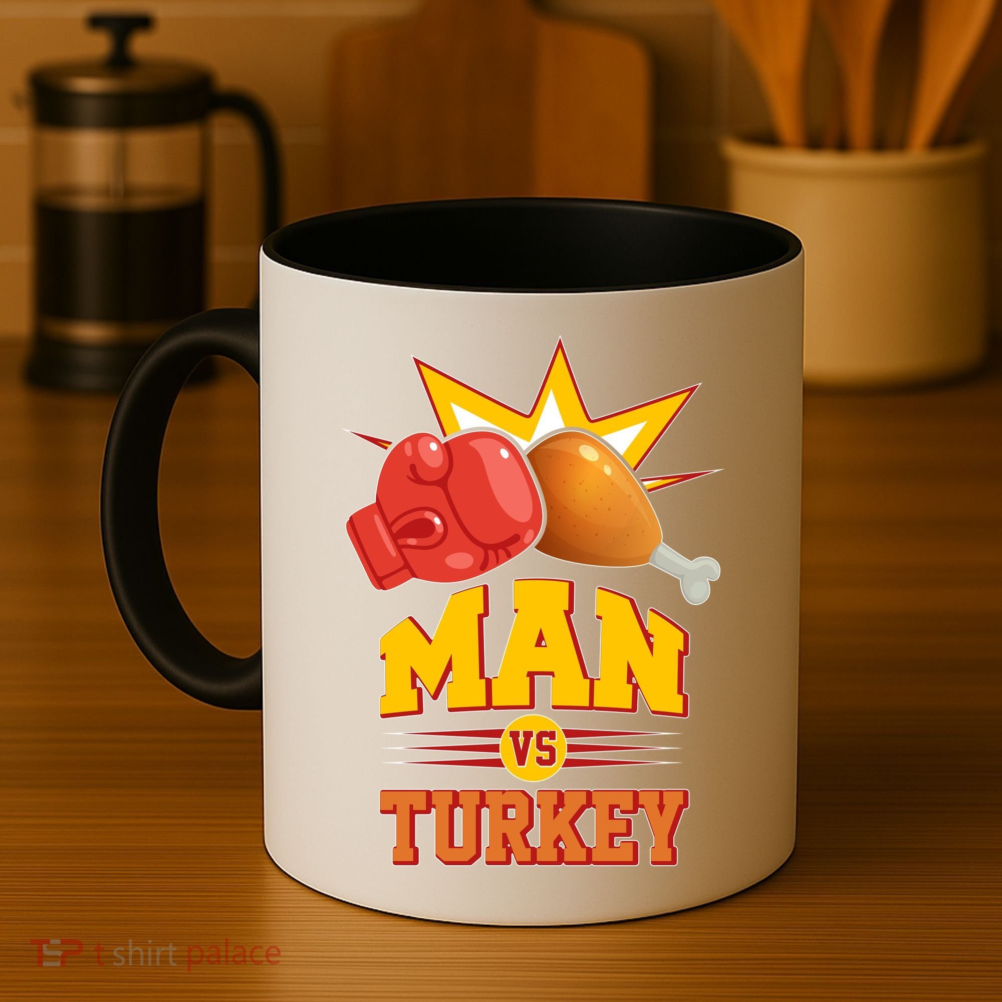Thanksgiving Man Vs Turkey Fight Coffee Mug